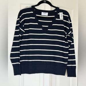 Old Navy Striped V-Neck Sweater - Dark Blue and White NWT